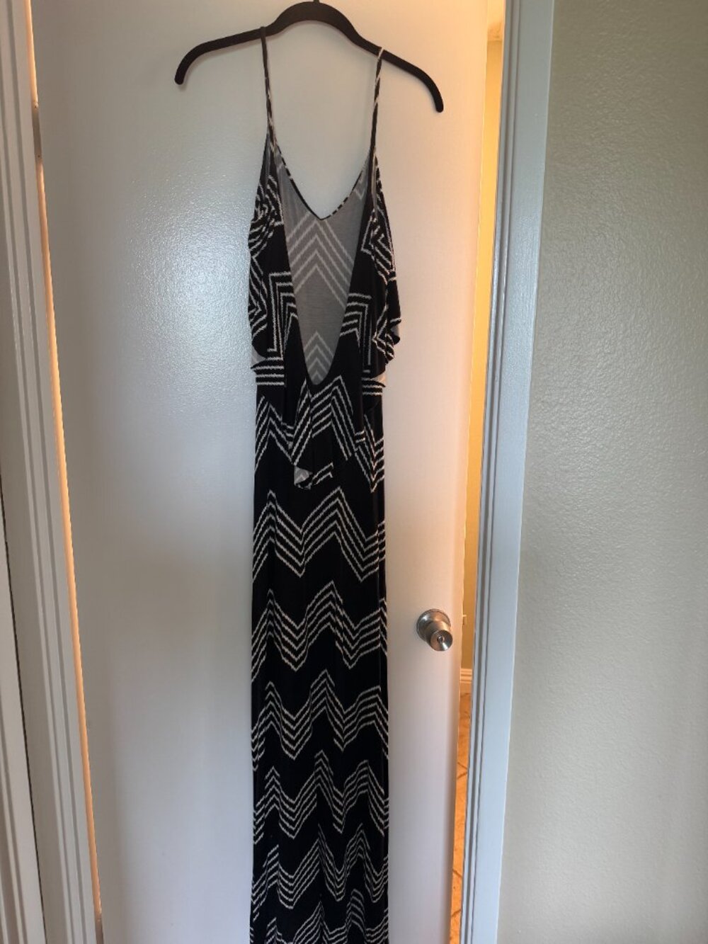 TART Collections Black & Ivory Geometric Open-Back Maxi Dress